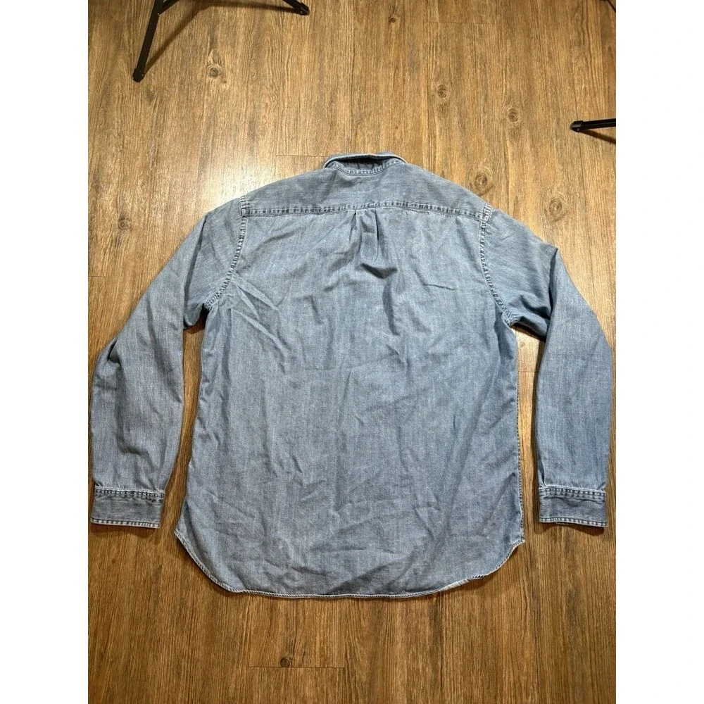 J. Crew Classic Button Down Shirt Men’s Blue Chambray Long Sleeve  XL